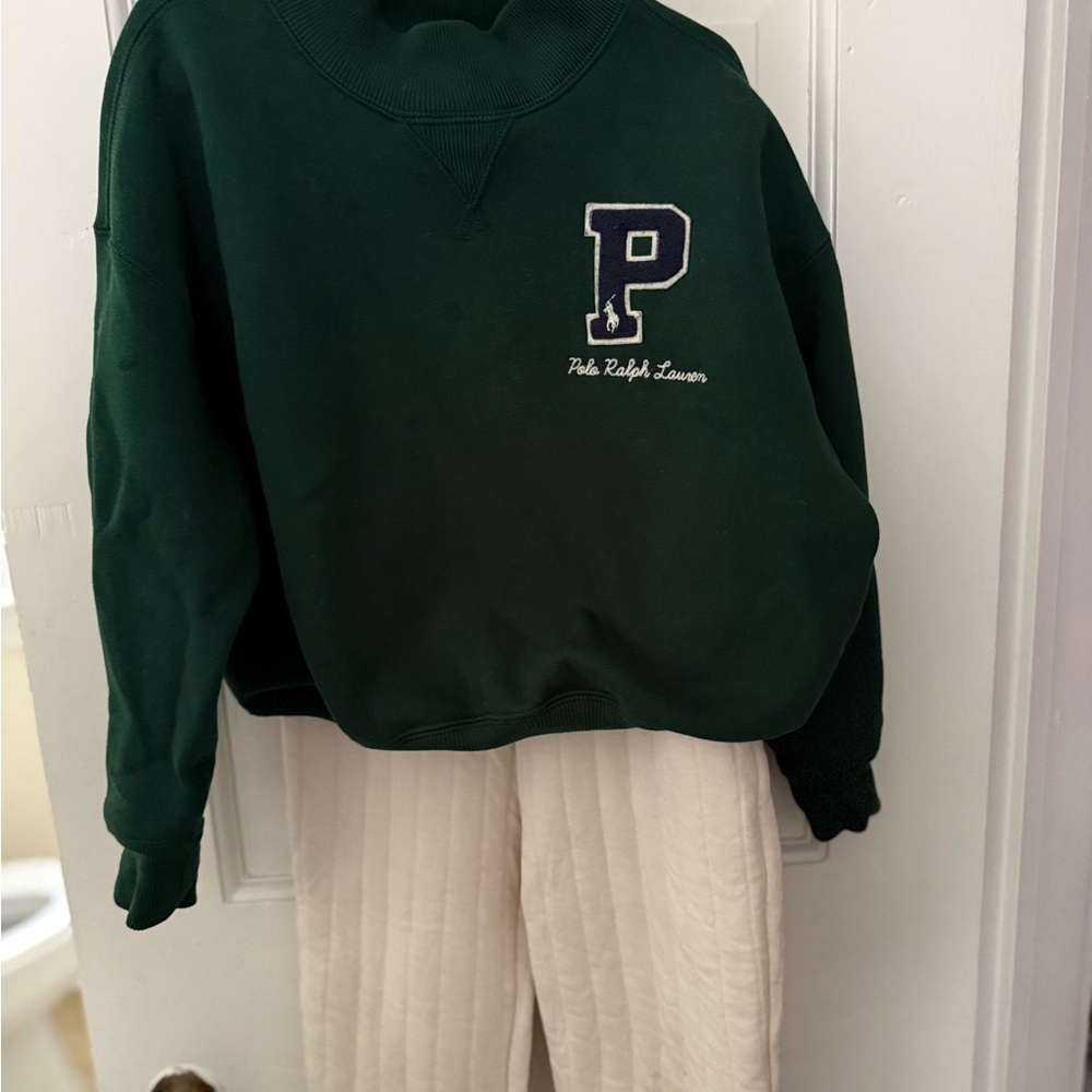 Polo Ralph Lauren Green Sweatshirt and cream pants